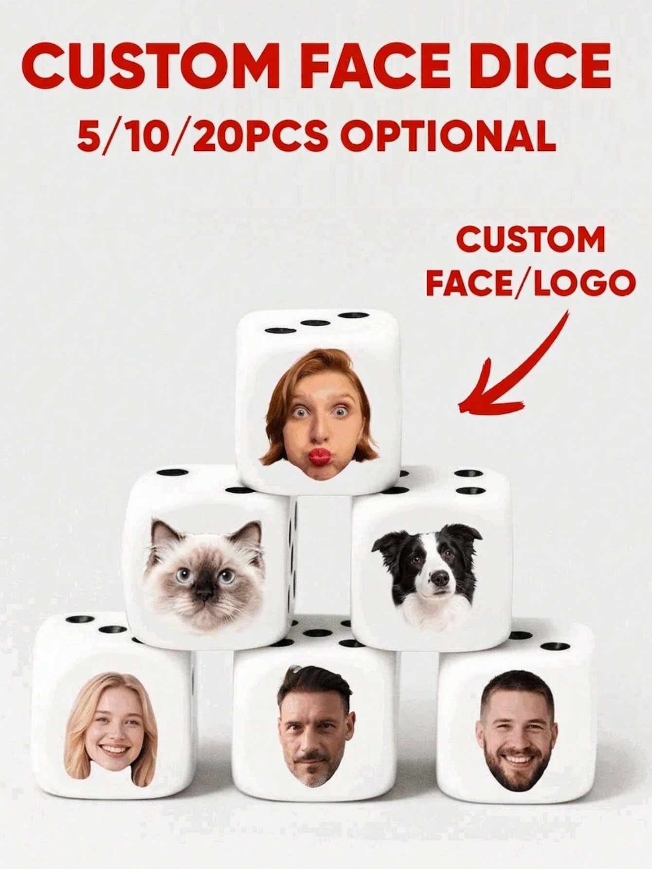 Party Games For Christmas - Dados Personalizados con Caras, Dados Divertidos